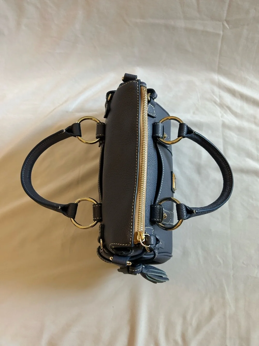 Dooney & Bourke Blue Pebble Leather Satchel - Picture 8 of 16